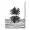 Designart - Black and White Tropical Leaf On Striped II - Modern Canvas Wall Art Print